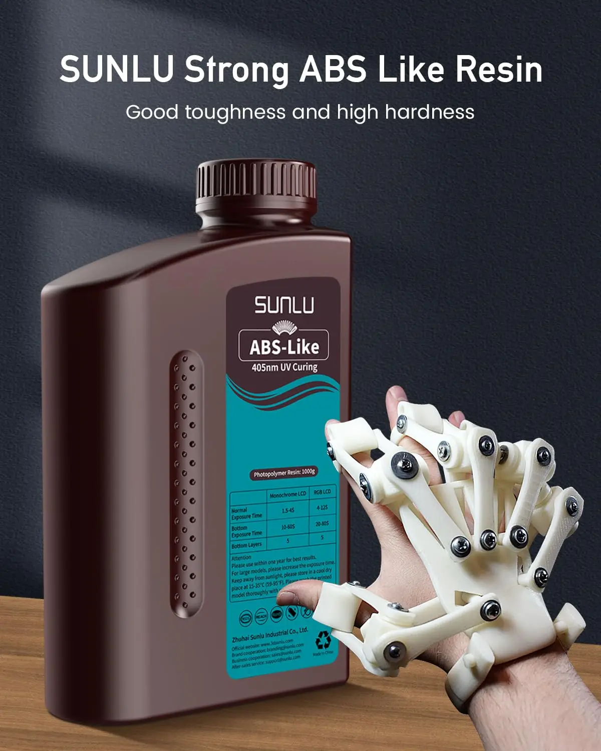 SUNLU ABS-Like 3D Printer Resin 10KG 405nm UV Curing Fast High Toughness Photopolymer Resin for Most LCD/DLP/SLA 3D Printer