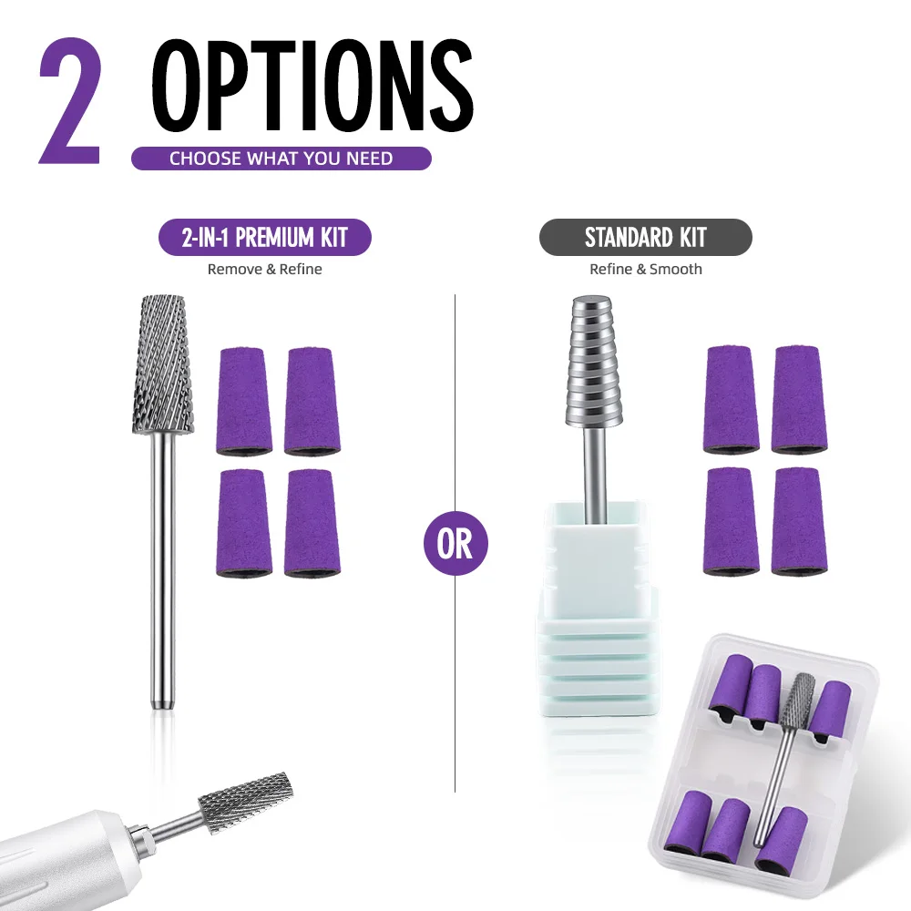 Tungsten Steel Nail Drill Bit 3XF Buffing Head Acrylic Nail Removal Polishing Essential Nail Tool Supplies for Beauty Care