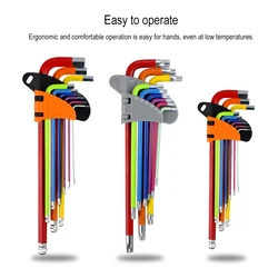 9Pcs Color Coded Ball-End Hex Allen Key 1.5mm-10mm L Wrench Set Torque Long Metric With Sleeve Hand Tools Bicycle Accessories