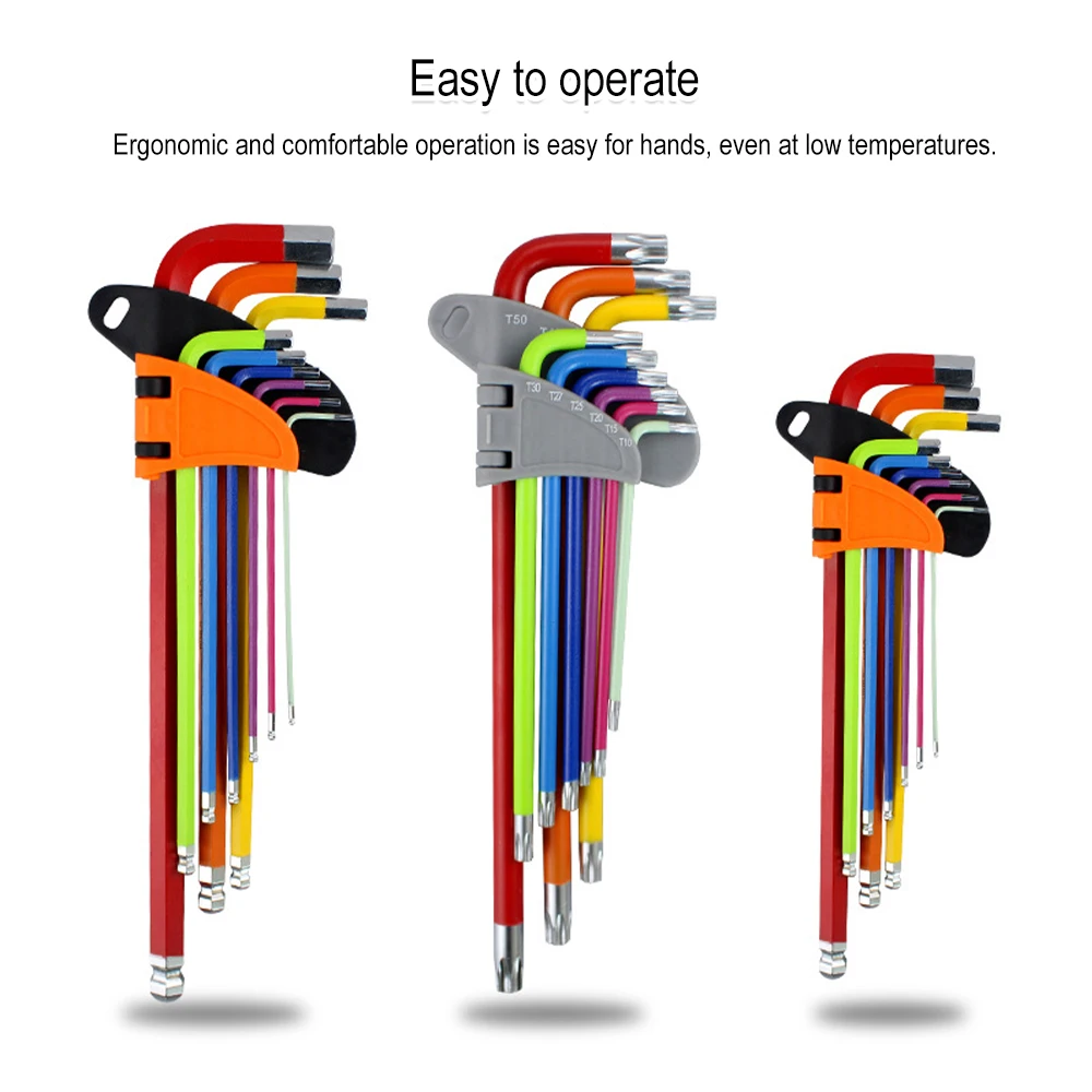 Codificado Ball-end Hex Allen Key Grupo l Wrench Torque Métrica Longa com Manga Ferramentas Manuais Acessórios de Bicicleta 15 Mm10 mm Pcs Cor