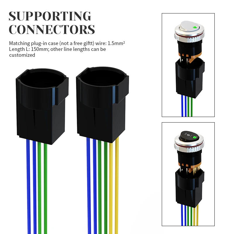 LANBOO 22MM ラウンドロッカースイッチ 16A 高電流シルバーボタンまたはブラックボタンが利用可能