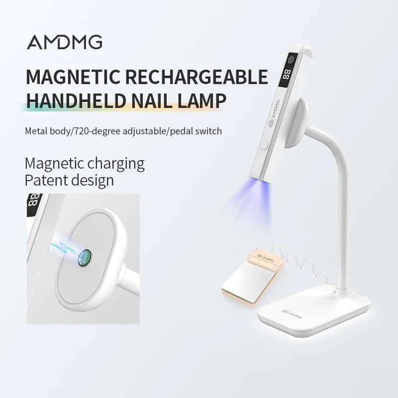 Imagem -02 - Recarregável Handheld Mini Led Lâmpada uv Secador Rápido Nail Gel Salão de Beleza Interruptor de pé Carregamento Magnético Novo