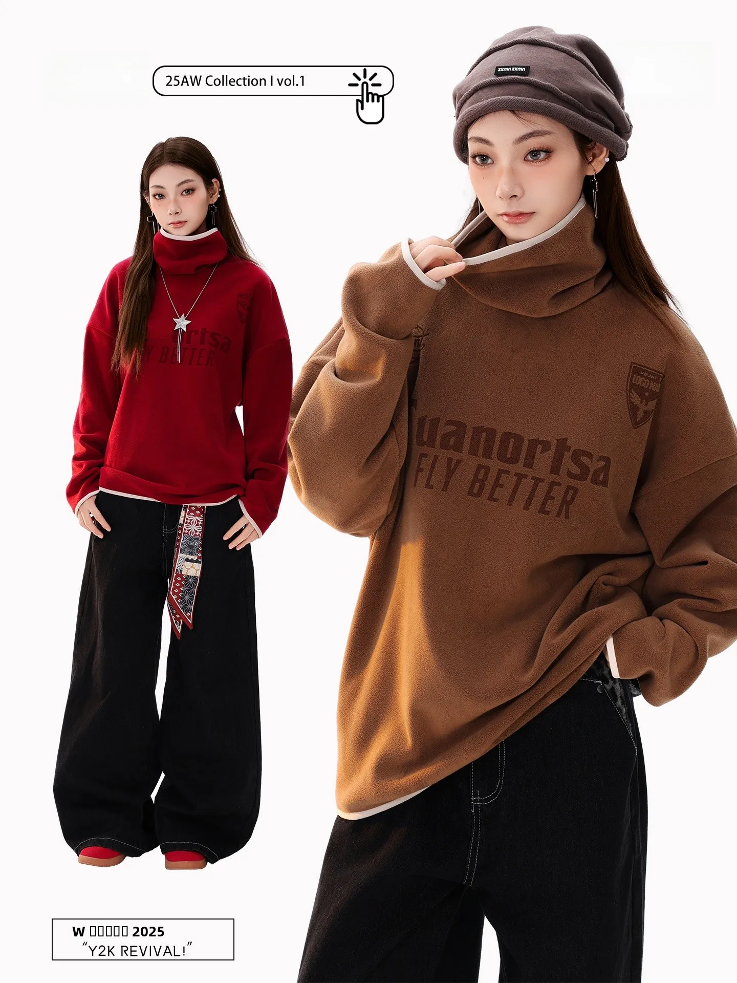 

PBB Thiened Fce Hoodie Women's Warm Stand Collar Street Sle Long Sve Sweatirt Polyester Spandex Winter Outerwear