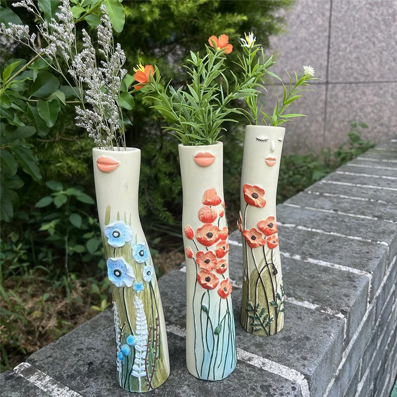 Top Verkoop Meisjes Gezicht Vaas Ornament Bloempot Vaas Kunstplanten Houder Voor Huisdecoratie