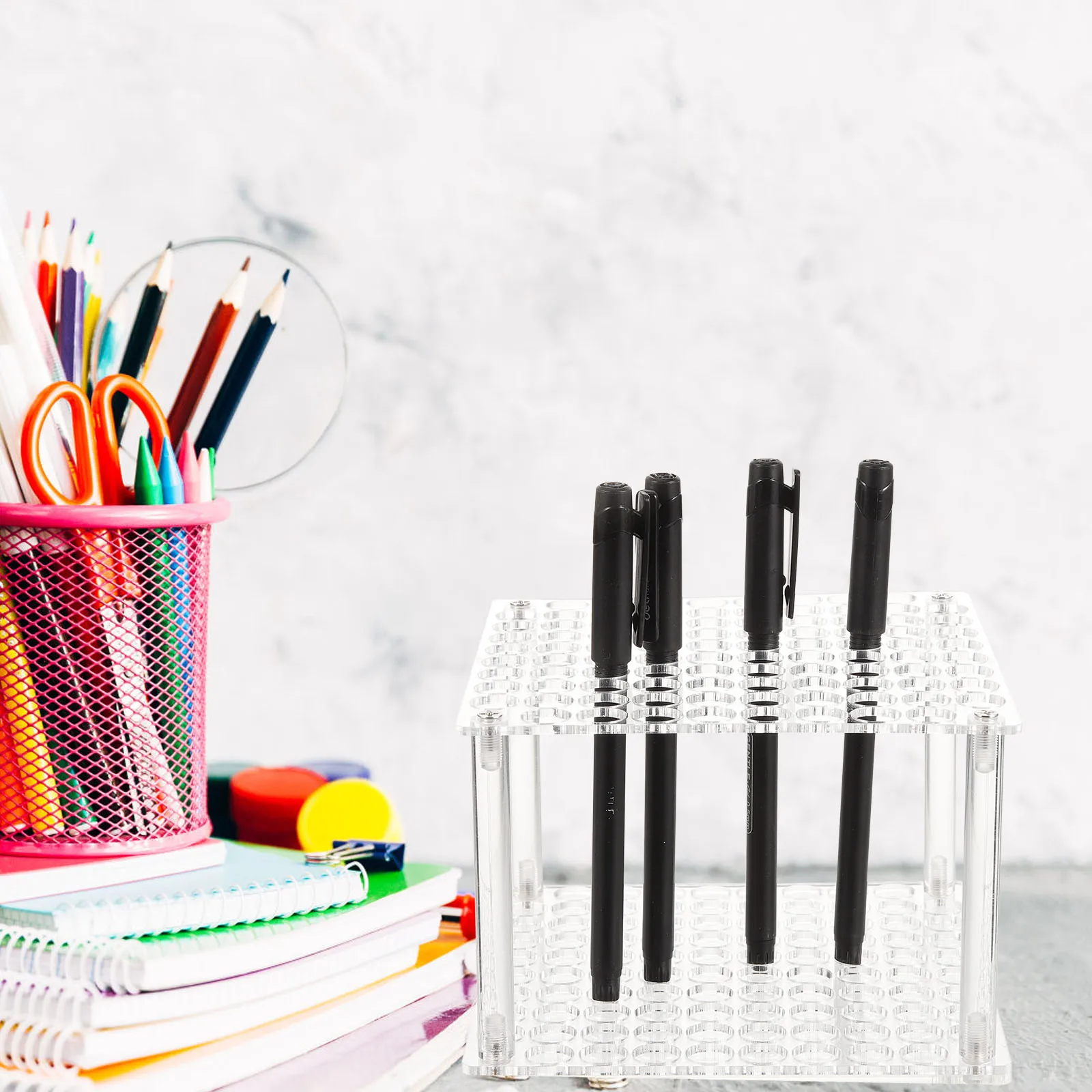 

Transparent Acrylic Pen Holder 12 Compartments Clear Pencil ganizer Rack for Home Office School Multi Holes Desktop Storage