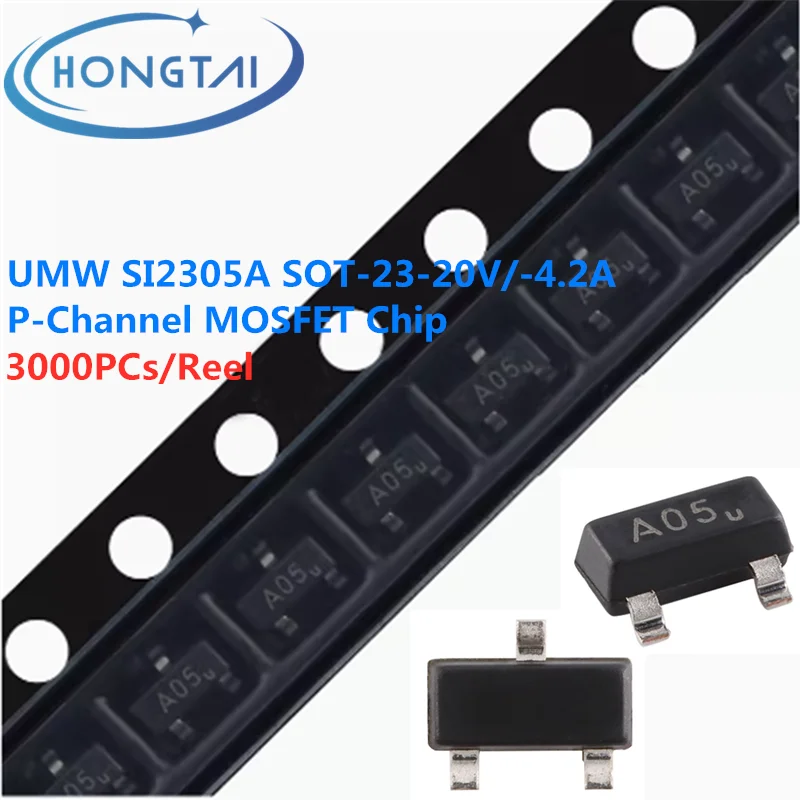 

3000PCs/Reel Free Shipping UMW SI2305A SOT-23-20V/-4.2A P-Channel MOSFET Chip Original New