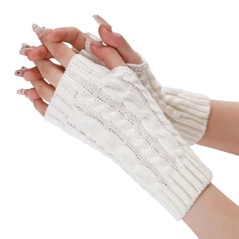 

Новинка 2025 года, вязаные перчатки без пальцев, дышащие рукава, мягкая эластичная теплая одежда