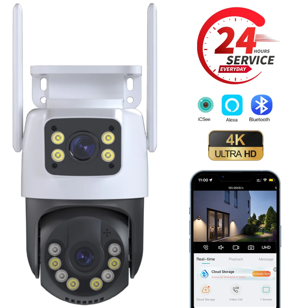 Dual Screen 8MP WIFI Wireless Camera Outdoor Waterproof Security Camera Surveillance Camera AI Mobile Tracking