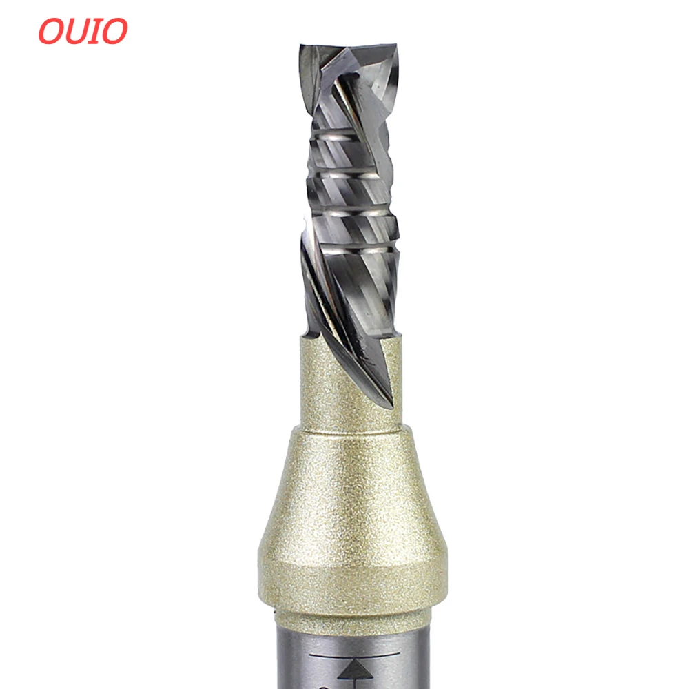 

OUIO Compound Spiral Router Bit Double Veneer Cutting Knife CNC Engraving Machine Woodworking Cutting Tool AK47-4