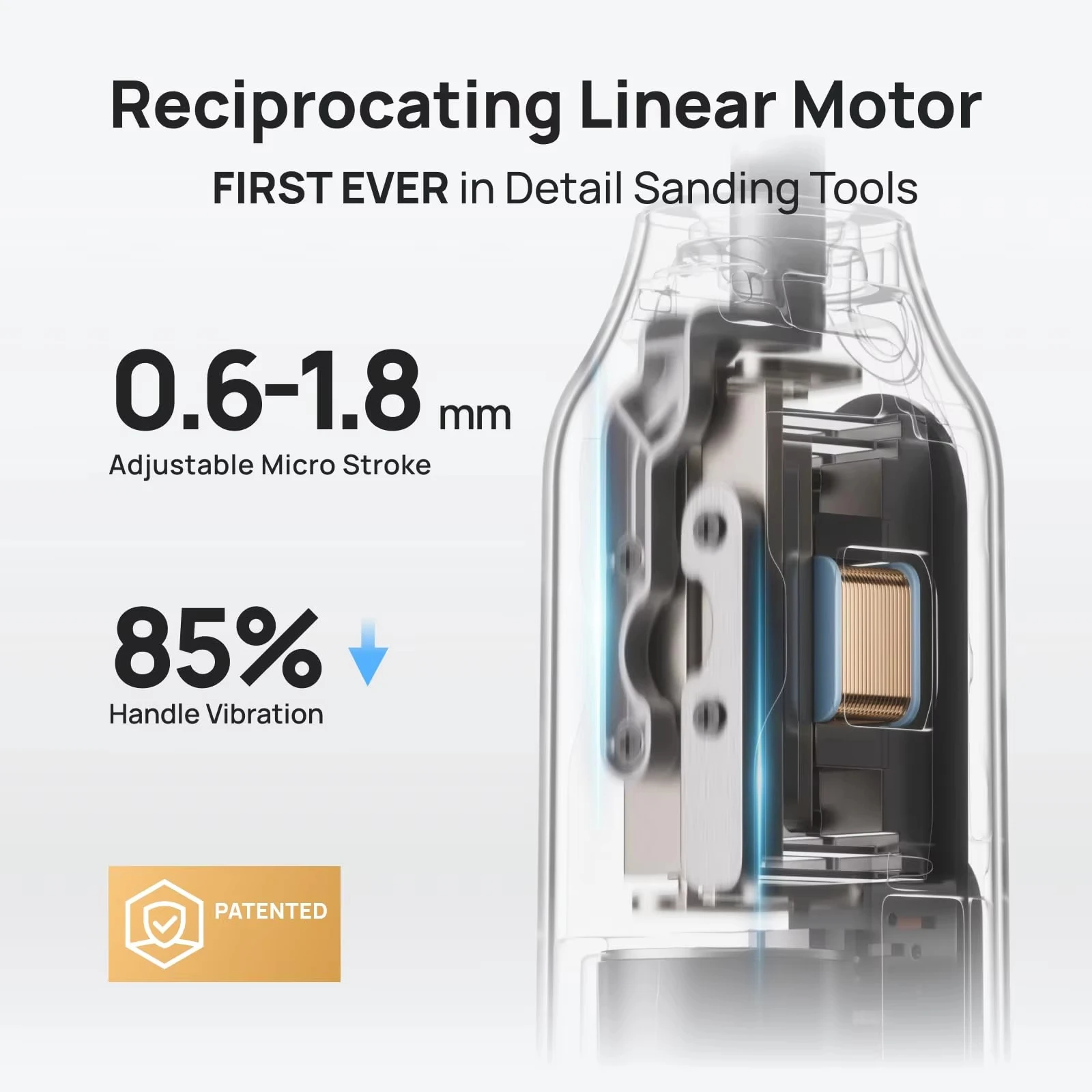 HOZO NeoSander Cordless Electric Mini Sanding Tool with Low Vibration Design 8 Interchangeable Heads for Metal Jewelry Finishing