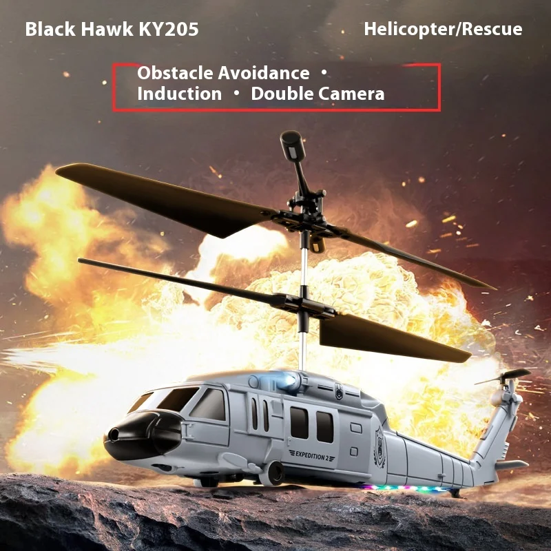 Evitar obstáculos por indução, alta resistência, simulação e controle remoto do modelo de helicóptero de resgate armado Black Hawk