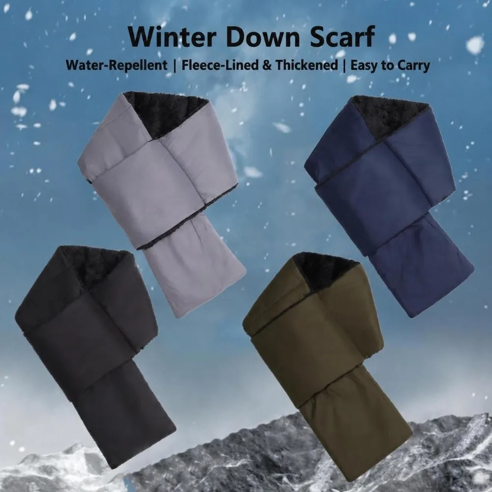 Luxury Waterproof Neck Warmer Windproof Down Cotton Filled Winter Scarf Thick Furry Texture Windproof Scarf Hiking Skiing