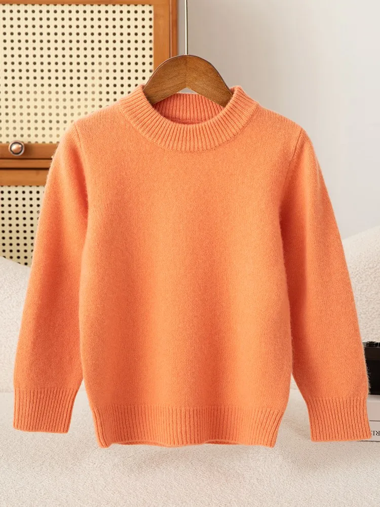 Children's Wool Sweater Pullover Girls Clothes Autumn Winter Boys Thick 100% Merino Wool Knitwear Basic Baby Kids Cashmere Tops view 6