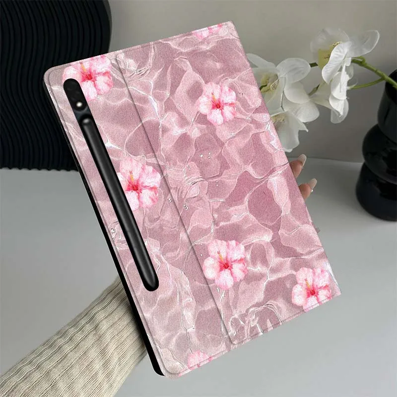 

Pink Flower Water Surface Tablet Case For Samsung Galaxy Tab S7 S8 S9 S10 FE Lite Gift