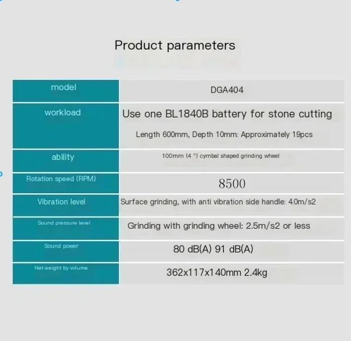 DGA404 dga504 125mm angle grinder with brushless motor and improved dust and moisture protection-no-original packag