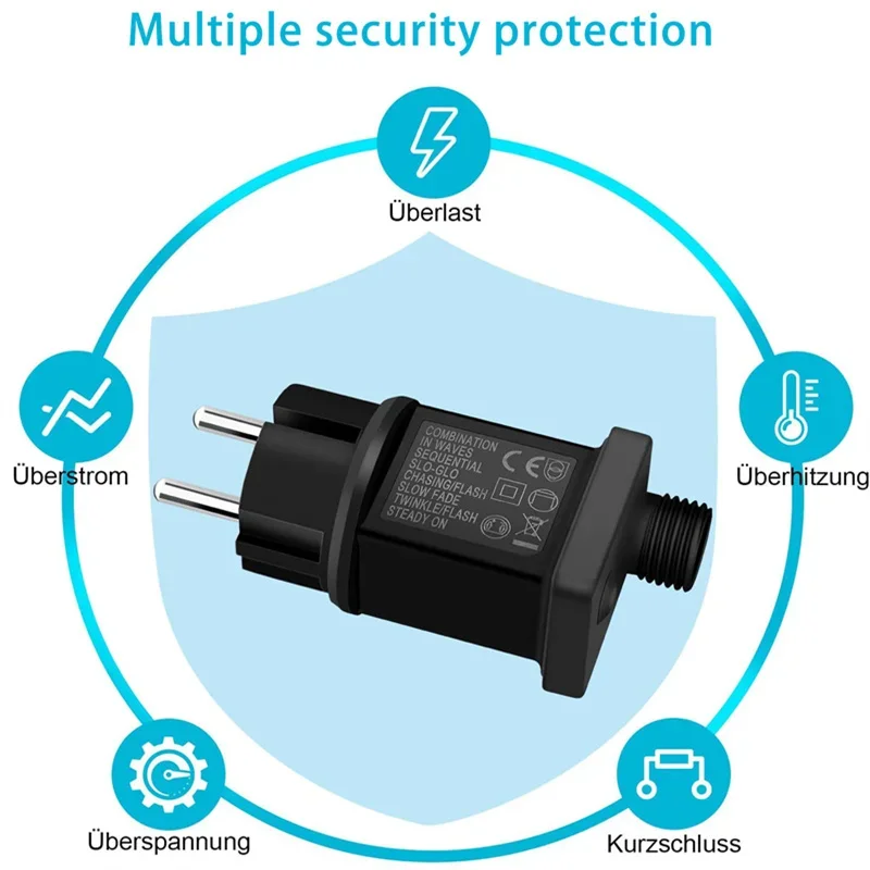 Adaptador de alimentação IP44 à prova d'água para luzes de corda LED - driver de 31V 6W para LED de alimentação de unidade sempre brilhante/piscando (UE)