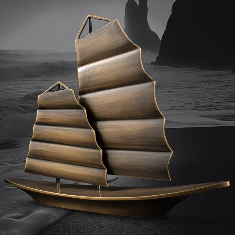

Office desktop brass smooth sailing TV cabinet housewarming opening leadership decoration light luxury high-end sailing ornament