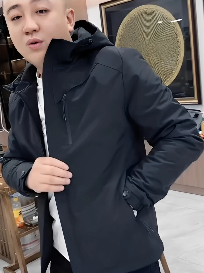 

Мужская модная повседневная тонкая хлопковая куртка с капюшоном, верхняя одежда, осень-зима 2025, новая универсальная дышащая модель на молнии