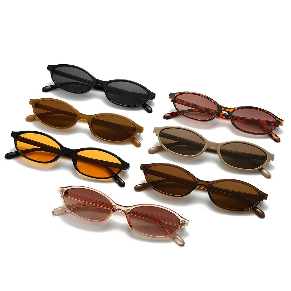 

Vintage Cat Eye Oval Sunglasses Lightweight Trendy 90s Sunnies Narrow Shades for Women & Men