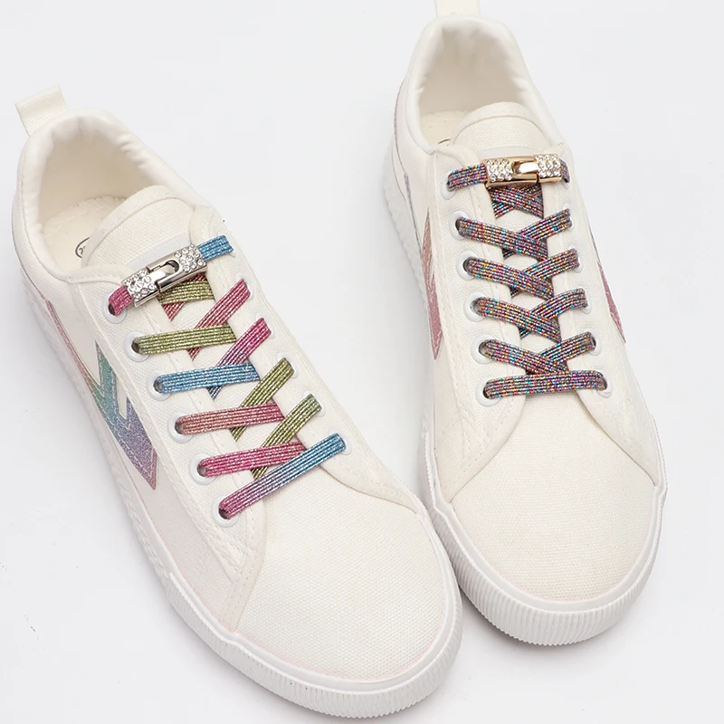 No tie Shoe Laces For Sneakers Elastic Shoelaces Masonry Metal Lock Quick on and off security Lazy Shoes Lace Accessories