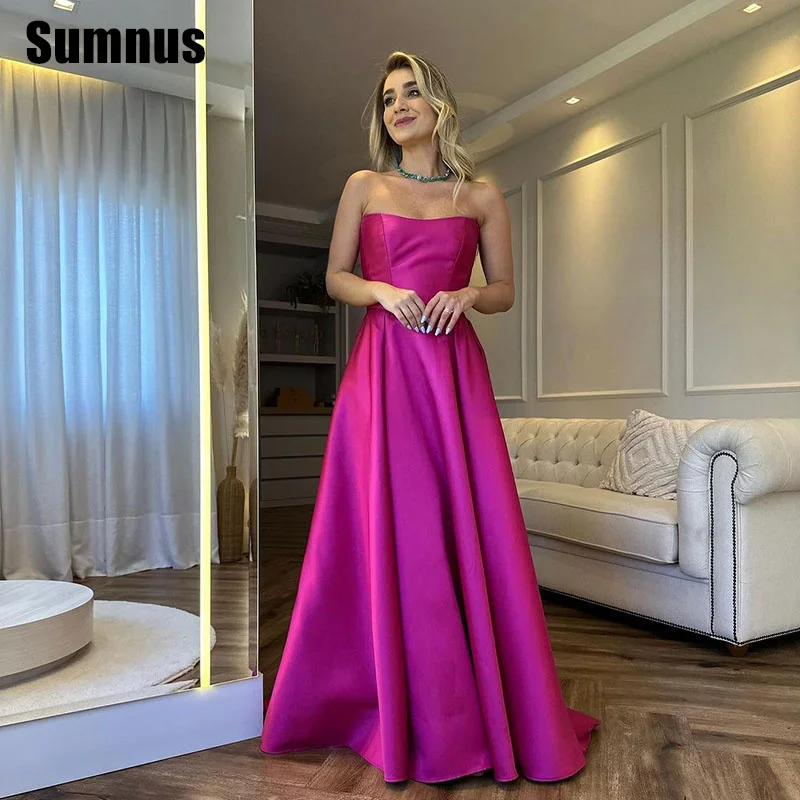 

SUMNUS Elegant A-Line Evening Dress Simple Strapless Floor-Length Celebrity Dresses Formal Gowns Women 2024 Customized