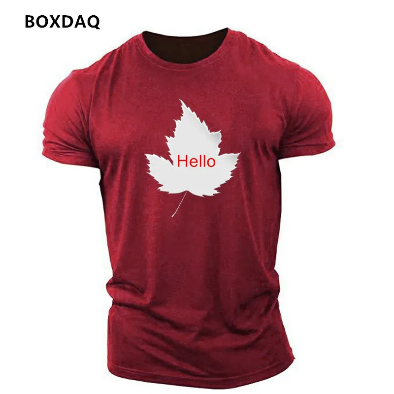 Leaf Pattern Men's Casual T-Shirts Summer Short Sleeve English 3D Prints Street Maple Leaves Male Tee 6XL Plus Size Sports Tops