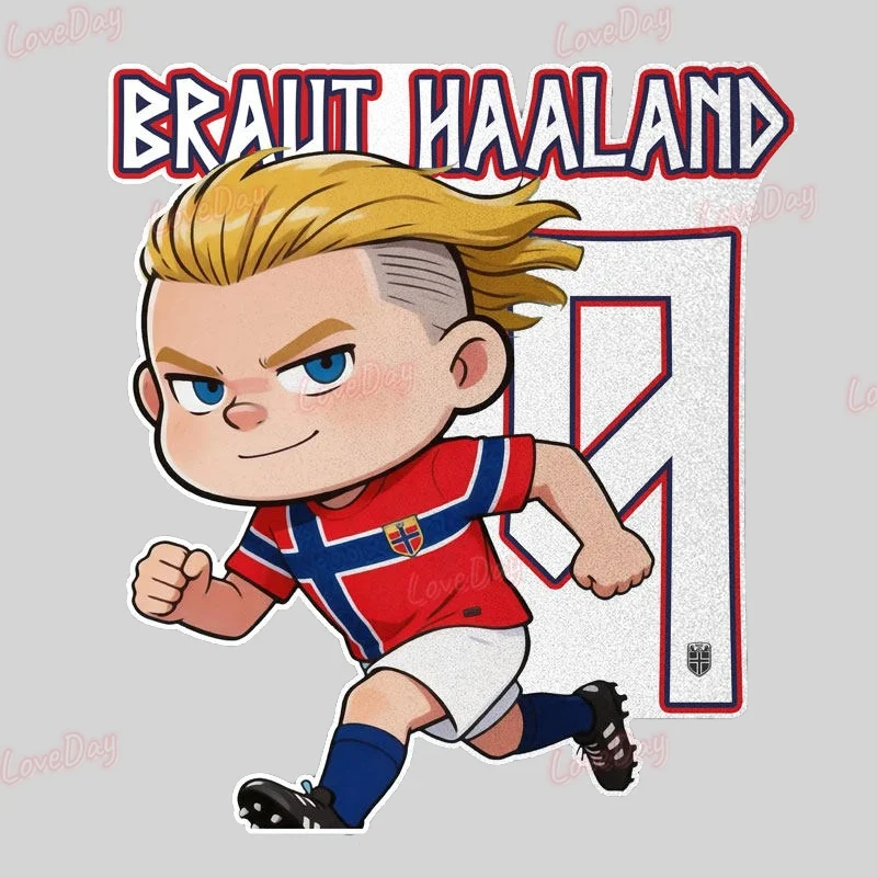 Vinyl Norway National Team Mr.Haaland Cute Q Version Cartoon character sticker Number 9 player Meditation Pose Decal car sticker