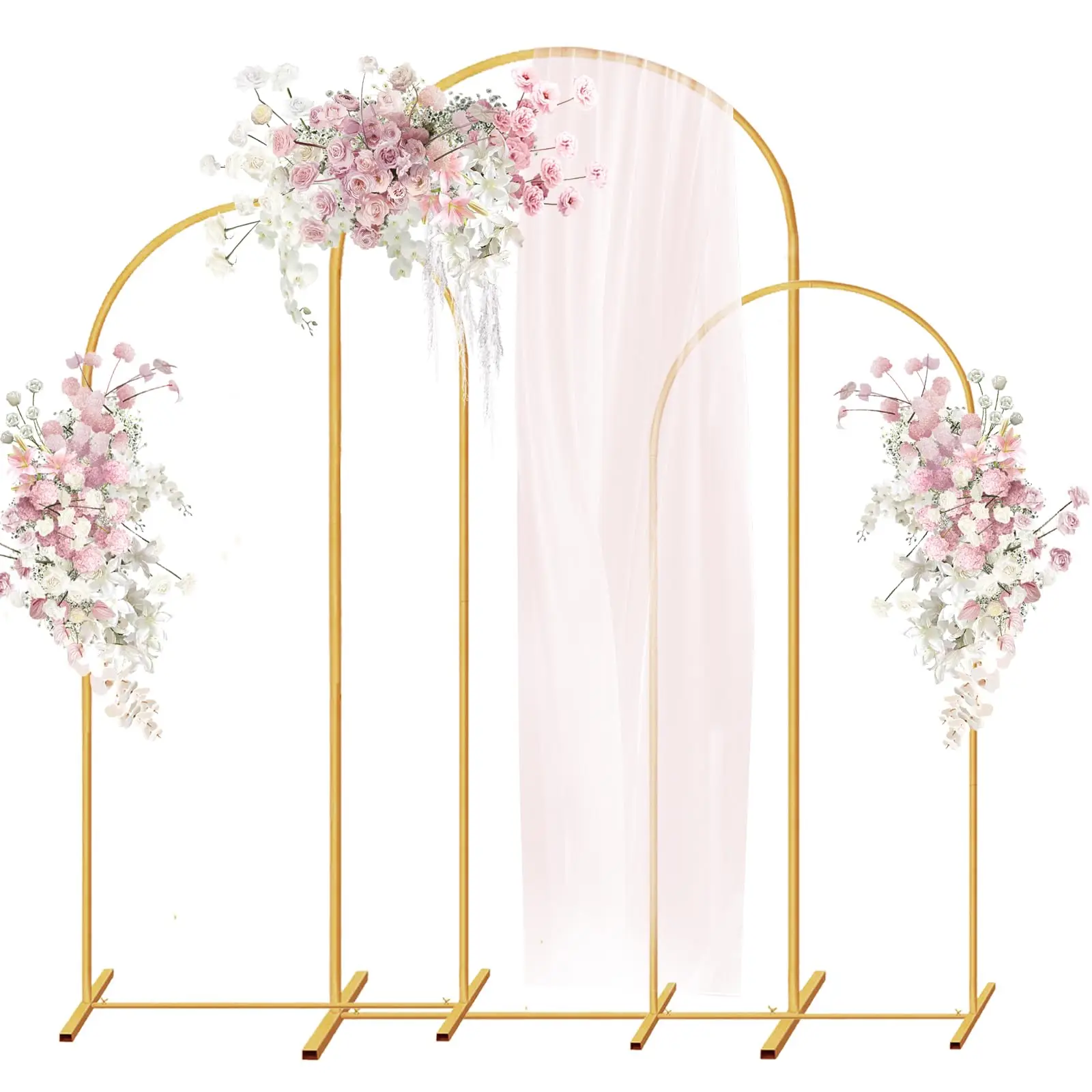 Metal Arch Stand Gold Wedding Backdrop Stand Set of 3 Arched Frame for Birthday Party Baby Shower Graduation Ceremony Decoration