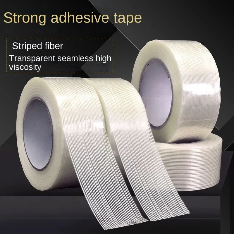 Strong Fiber Tape for Fixing Electrical Appliances Furniture Moving Single Sided Transparent Non Marking Striped Tape