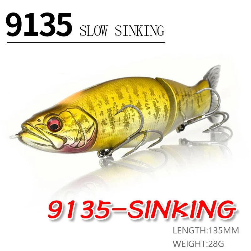 135mm 28g Multi Joint Slow Sinking Pencil Fishing Lure Saltwater Bass Swimbait with Soft Tail Pesca Wobbler Artificial Hard Bait