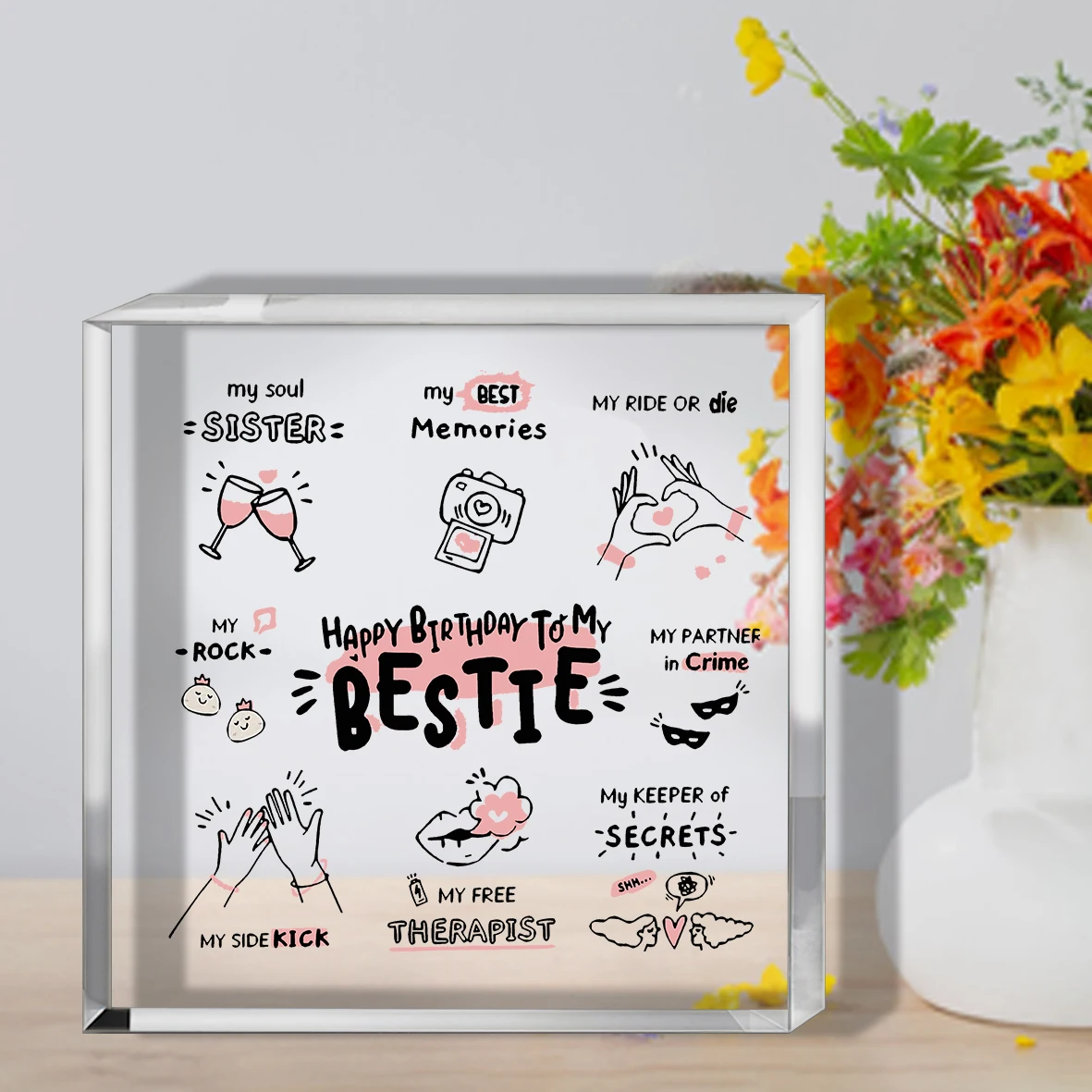 2D Flat Bestie Gifts for Women, Friend Gifts, Best Friend Women Gifts, Friendship Gifts for Women, Birthday Gifts for Bff Soul
