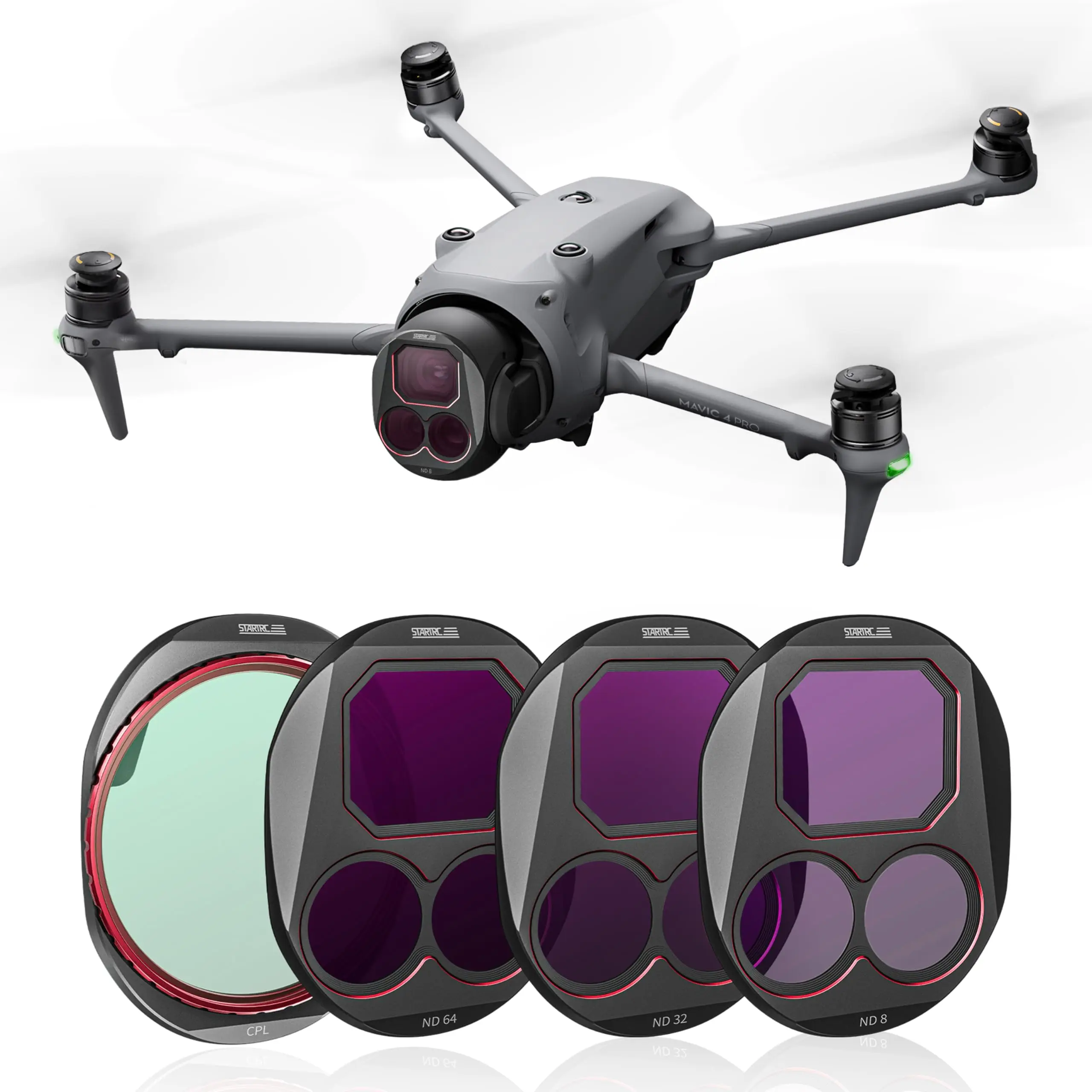 

Набор из 4 фильтров ND8/32/64/CPL для DJI Mavic 4 Pro: аксессуары для дрона, многослойное HD оптическое стекло/алюминиевая рамка