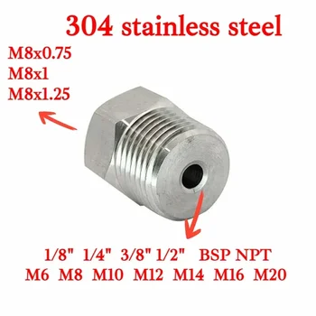 M8 Buchse auf Stecker M5 6 10 12 1/8 Zoll 1/4 Zoll 3/8 Zoll BSPP BSPT Sechskant-Reduzierbuchse 304 Edelstahl-Adapter Hochdruck für Manometer