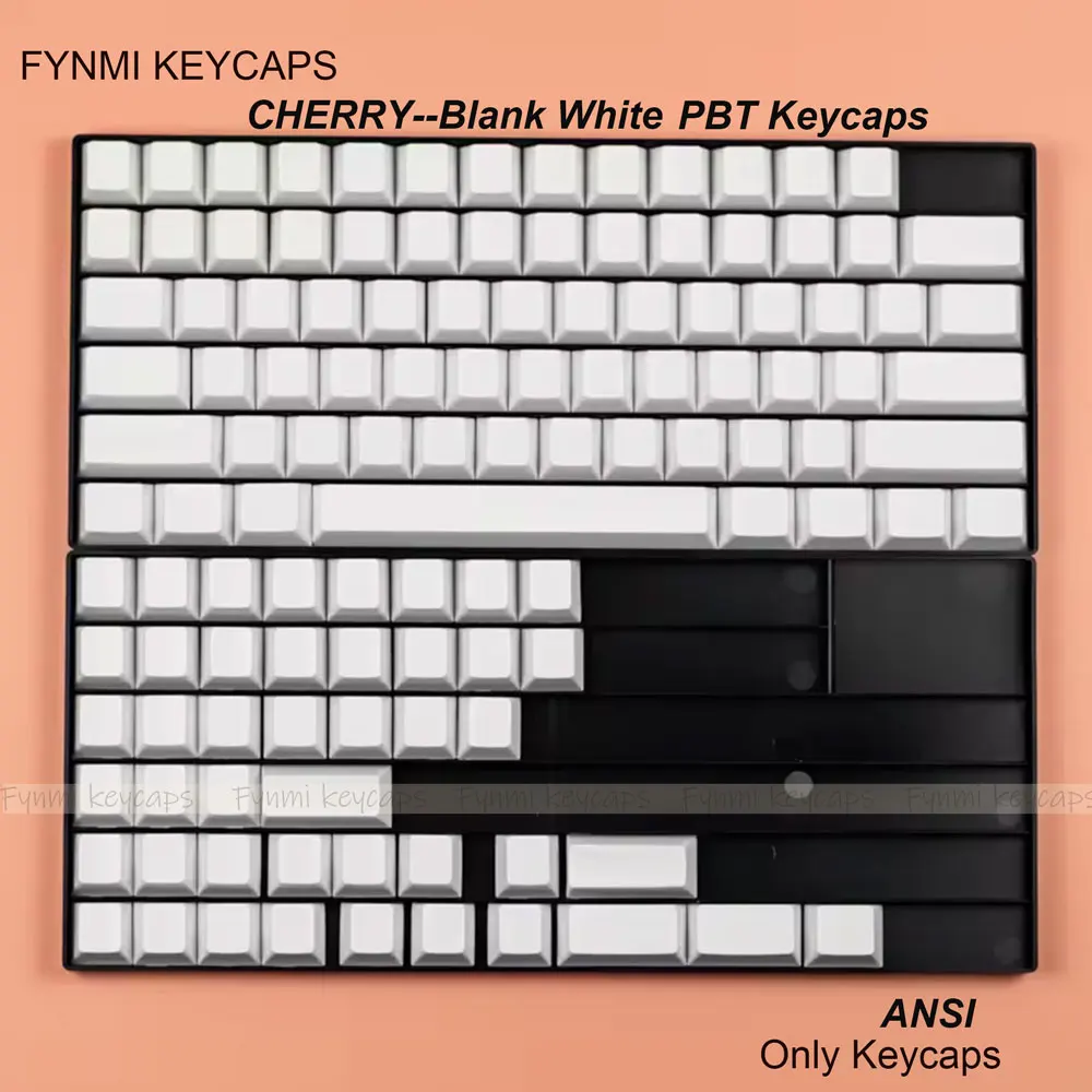 Fynmi Cherry  profile  Blank White PBT keycaps 61 keys to 145 keys Original Dye-Sublimation keycaps