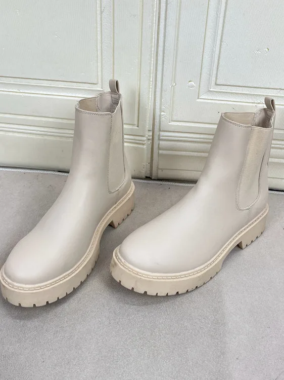 

Модные женские ботинки с круглым носком на тонком каблуке, удобные универсальные ботильоны в корейском стиле для весенне-осеннего сезона