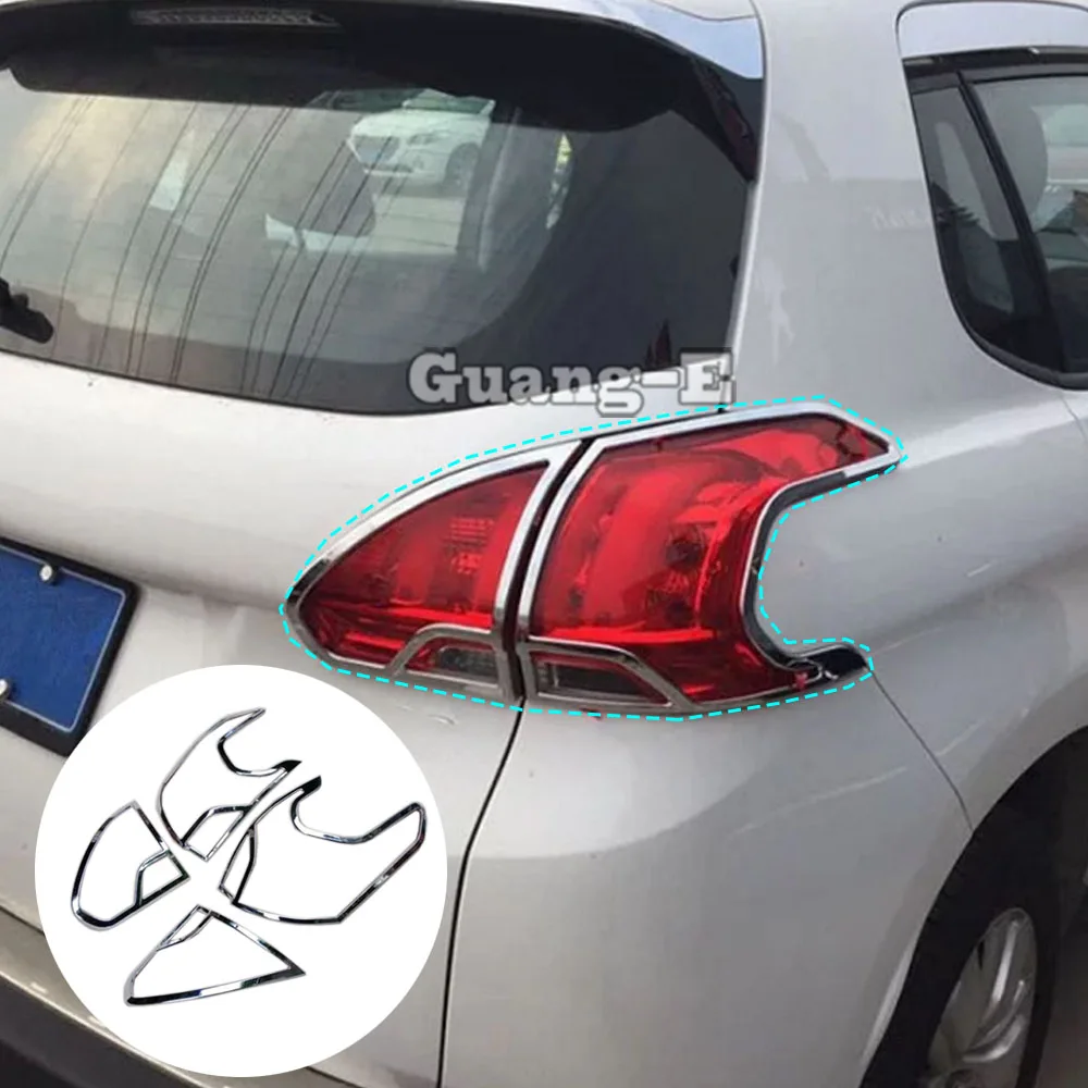 Car Body Rear Tail Back Light Lamp Frame Stick Styling ABS Chrome Trim 4pcs For Peugeot 2008 2014 2015 2016 2017 2018