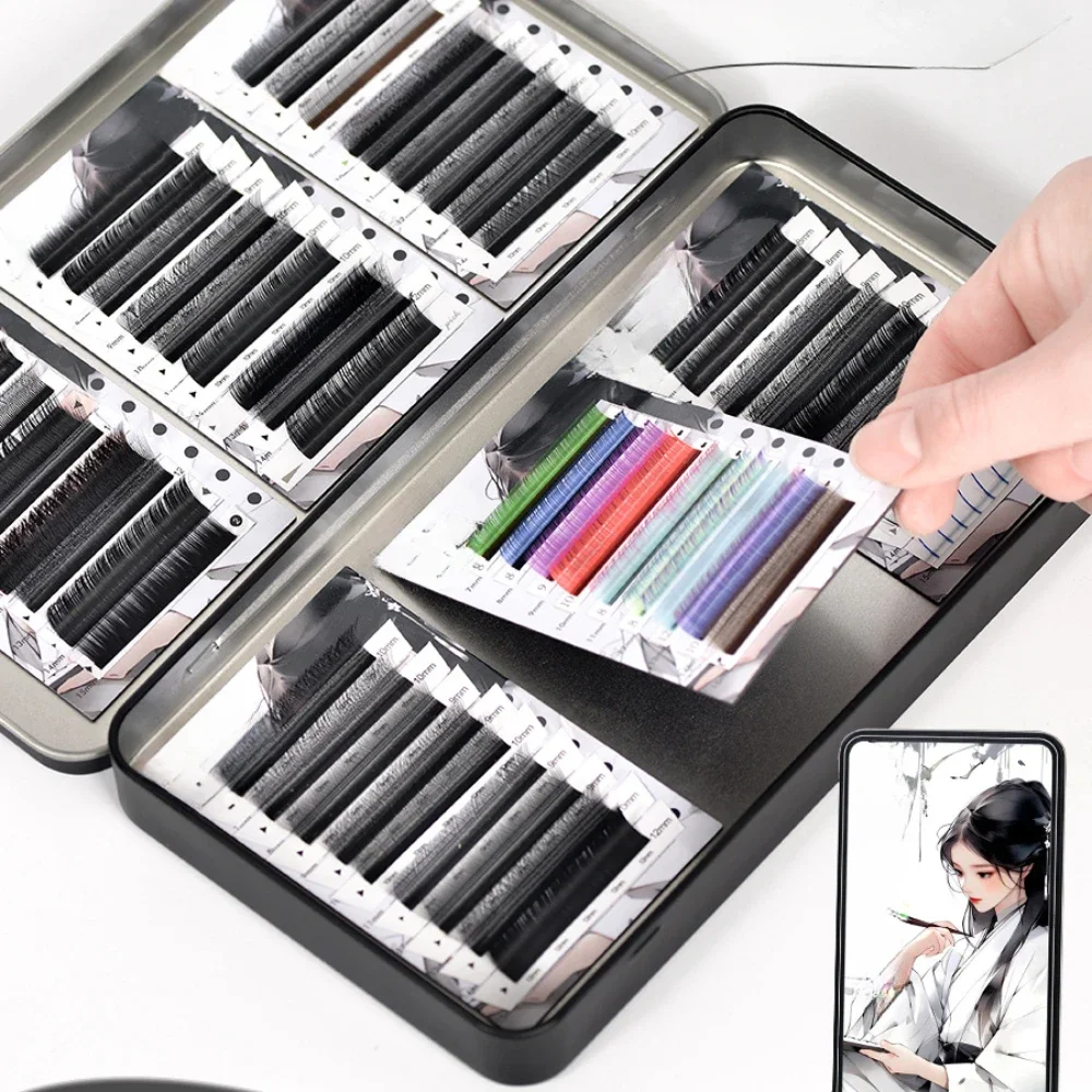 Magnetische Wimpern-Aufbewahrungsbox im chinesischen Stil, verlängertes magnetisches Tablett mit erhöhtem Design für 7-15 mm lange falsche Wimpern, als Geschenk geeignet. – Detail 6