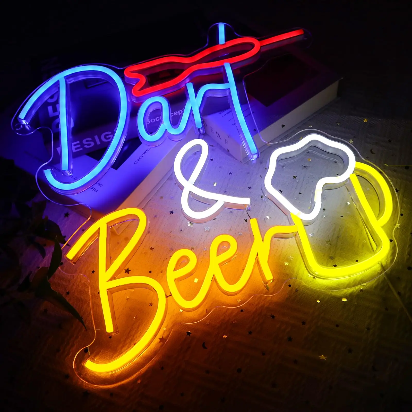 علامات نبال وبيرة النيون دارت Led لافتات للبار ، USB عكس الضوء لبار البيرة منطقة الألعاب حانة المنزل متجر الحيوانات الأليفة مطعم جدار الفن #5