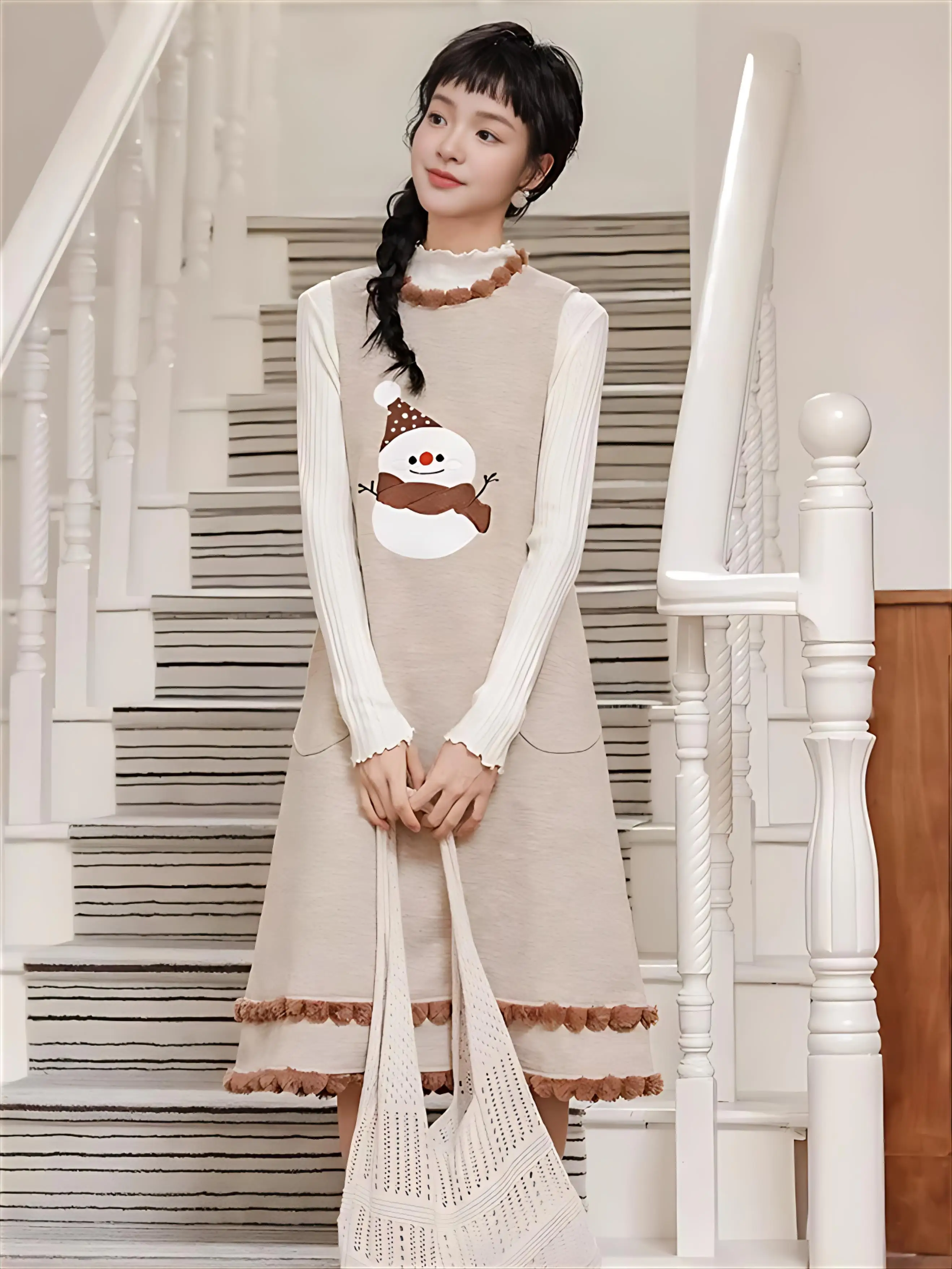 여성용 니트 민소매 드레스, 파티, 웨딩, 가을, 메쉬, 오픈 니트, 반투명, 꽃잎 소매, 러플, 블록 텍스처