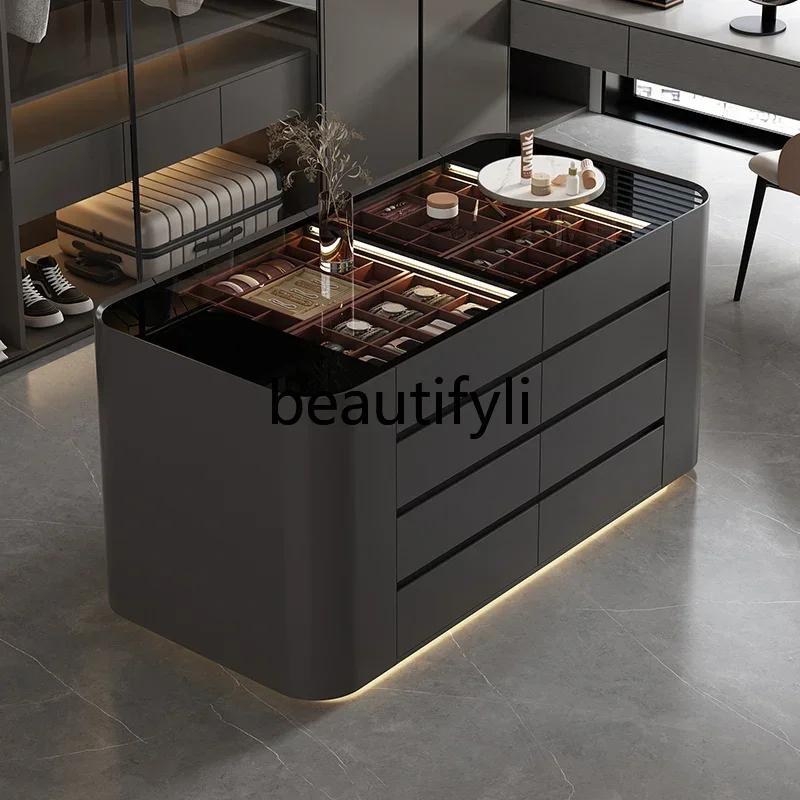 xqqCloakroom الجزيرة الوسطى غرفة نوم خزانة التخزين المنزلية الطابق جزيرة منصة مجوهرات خزانة أرضية #2