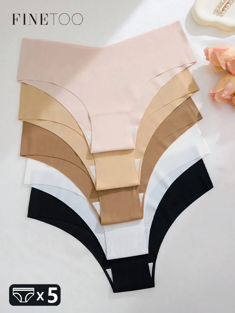 5 قطعة سراويل داخلية رفيعة للغاية بدون خياطة للنساء صديقة للبشرة سراويل محببة مثيرة من الحرير تسمح بمرور الهواء ملابس داخلية رياضية غير مرئية