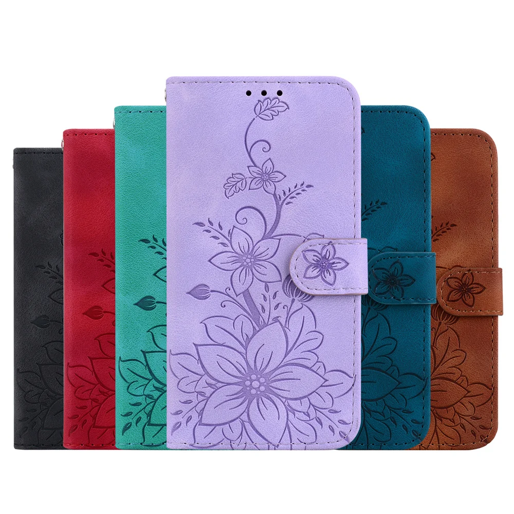 lily Floral Flower Case For NOKIA G21 G11 Plus G20 G10 G22 G300 G42 G60 Card Slot Wallet Manget Fold Flip Book Case Cover Funda