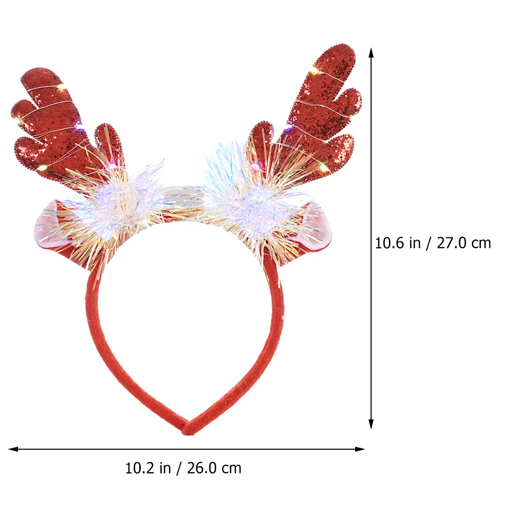 Copricapo di renna Cerchietto per capelli con corna di Natale Corna giganti scintillanti Miss