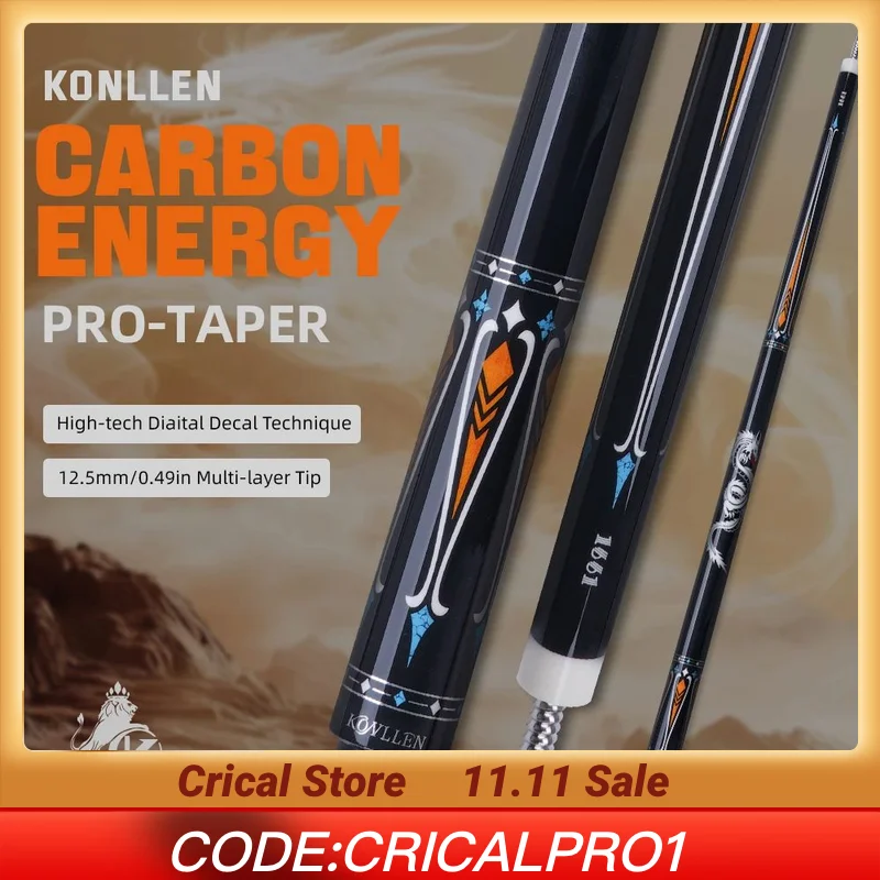 

KONLLEN 10YF Carbon Fiber Pool Cue with 12.5mm Tip Low deflection Professional pool cues billar for Billiard Cue