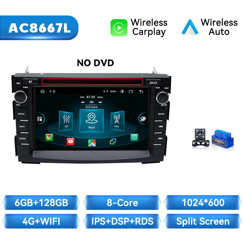 Auto radio stereo voor Kia Ceed 2010 2011 2012 Venga Android 14 8GB+128GB 8-core draadloze CarPlay GPS navigatie 2 DIN multimediasysteem autoradio