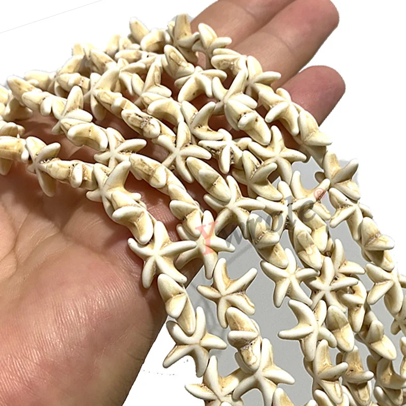 13x15MM White Starfish Howlite Turquoise Loose Spacer Stone Beads For Jewelry Making DIY Bracelet Handmade Accessories 15\'\'