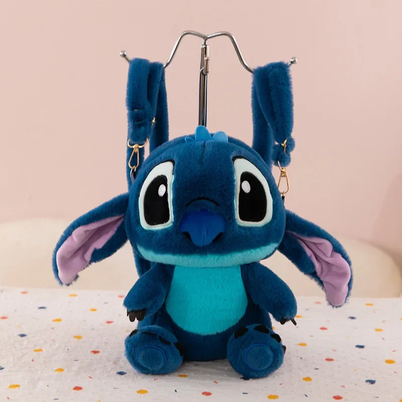 Cartoon 27CM Disney Lilo and Stitch Backpack Plush Toy Anime Stuffed Kawaii Soft Stich Doll Plushie Kids Bag Birthday Xmas Gifts