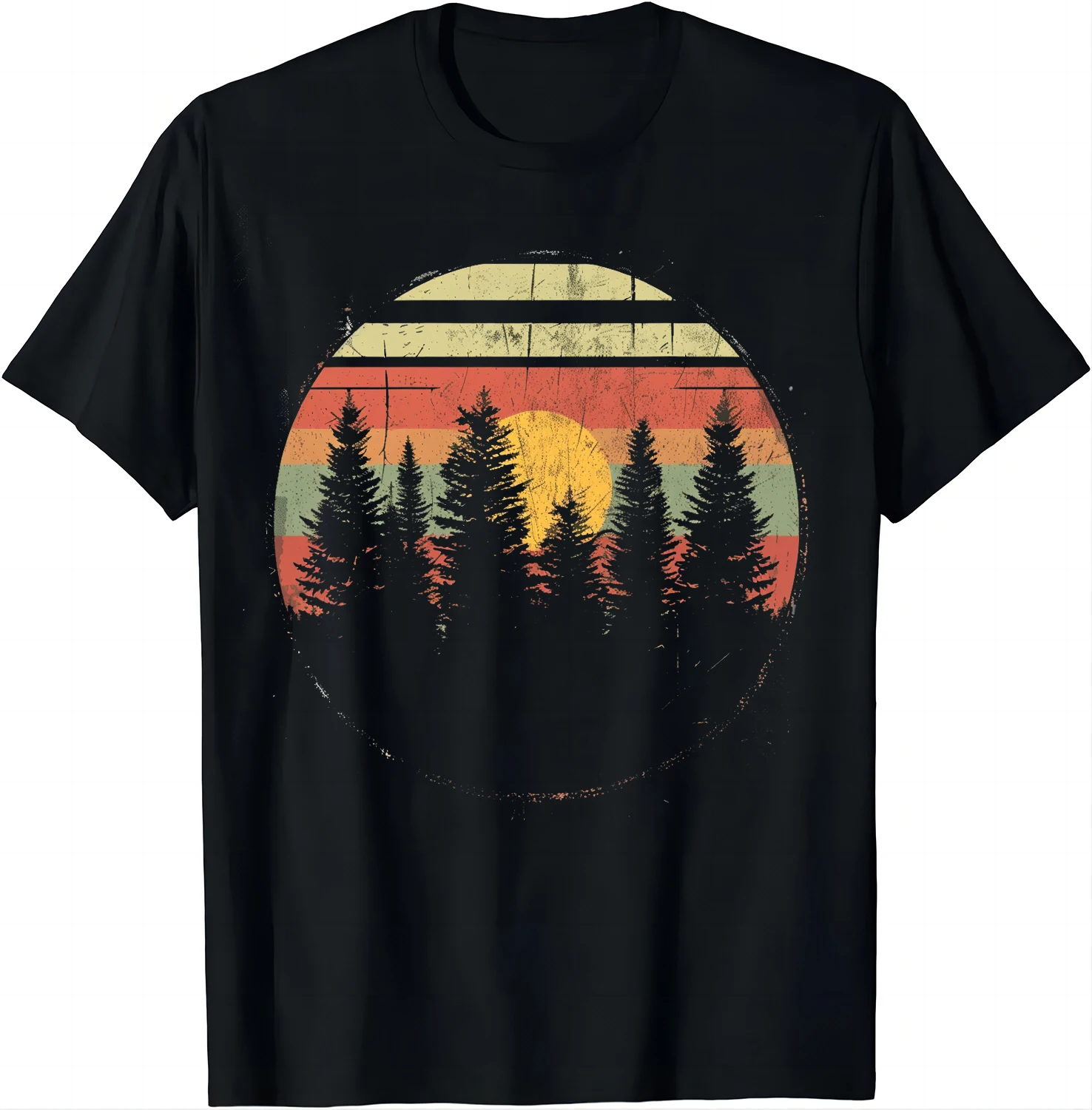 Tree-lined Sunset Tee - Peaceful View Shirts  Graphic T Shirts Men Clothing Tops Camisetas Streetwear Vintage T Shirt