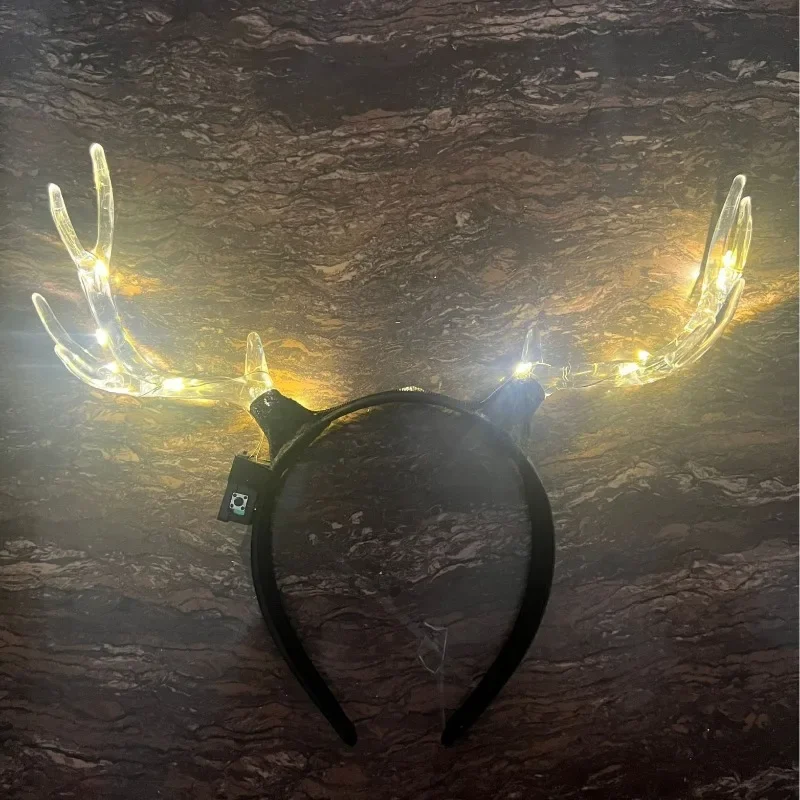 1pcs Light Up LED Glow Party Christmas Halloween Deer Antler Headband Reindeer Horn Hair Accessories