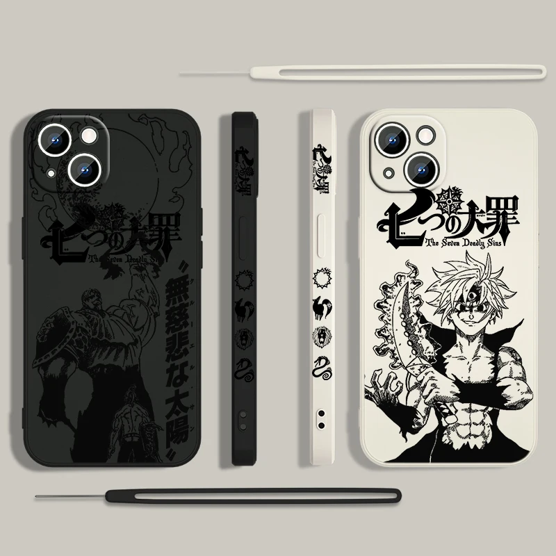 Funda de teléfono The Seven Deadly Sins Comics para Apple iPhone 15 14 13 12 11 Pro Max Plus 8 7 SE Liquid Left Rope Capa Cover